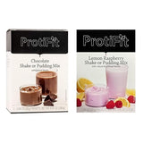 PROTIFIT - High Protein Chocolate & Lemon Raspberry Pudding & Shake Mix 2 Pack, 15g Protein, Low Calorie, Low Fat, Low Carb, Aspartame Free, Idea