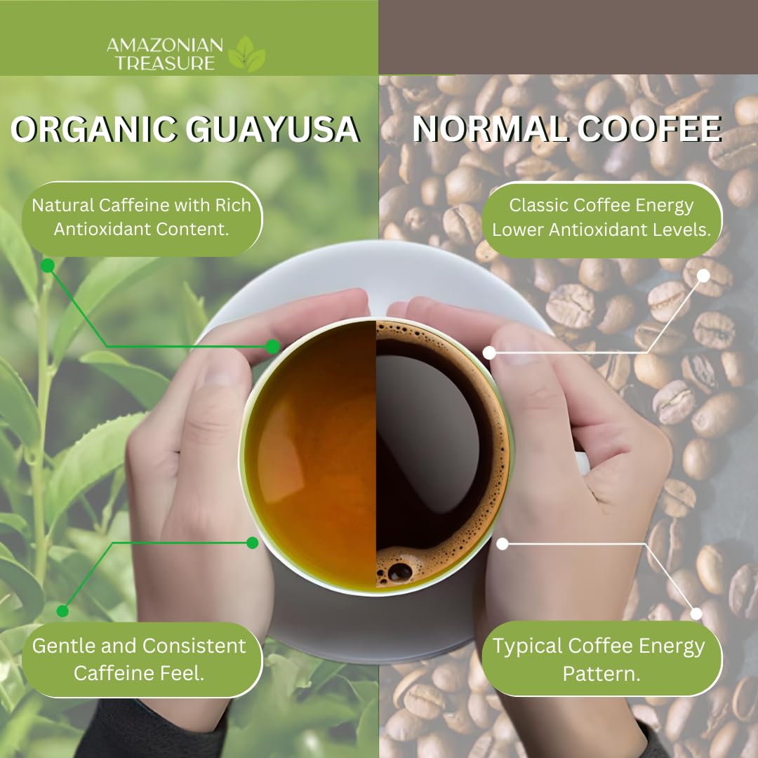 Amazonian Treasure, Organic Guayusa Tea Bags - 20 Count Box, Smooth Beverage Option, 50mg Caffeine Content, Premium Selection, Enhanced Experience