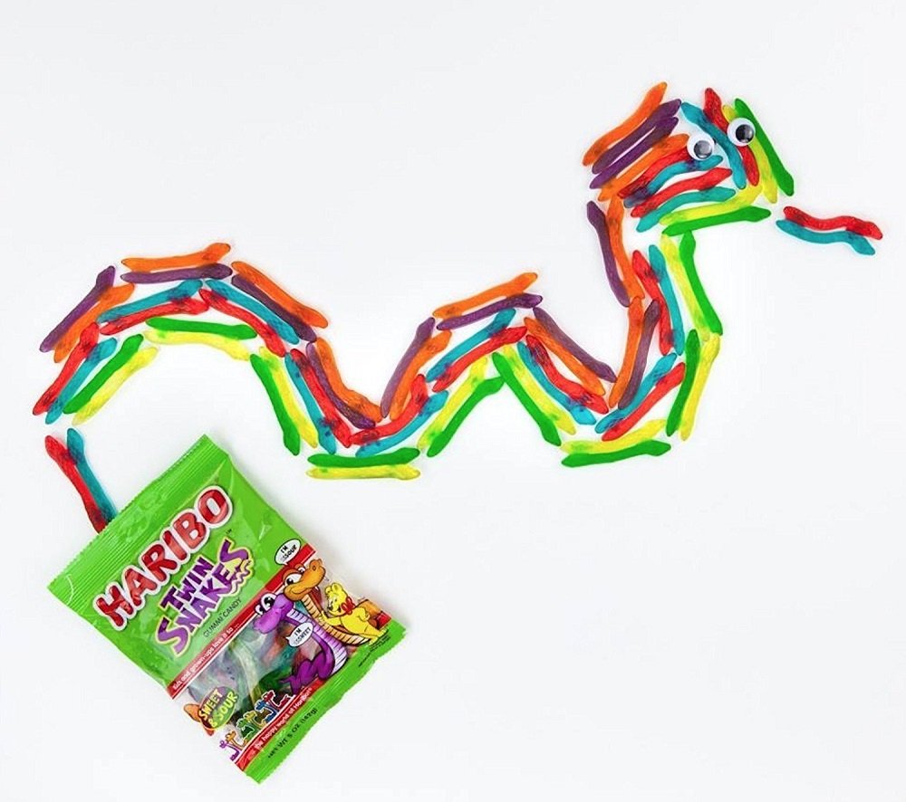 Haribo of America Twin Snakes Gummi Candy, Assorted Sweet and Sour Flavors, 5 Ounce