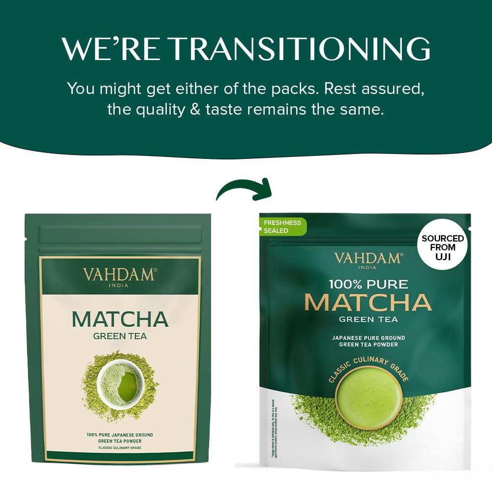 VAHDAM, Japanese Matcha Tea Powder (50 Cups,3.53oz) Sourced from Japan | Authentic Japanese Matcha Green Tea Powder | Classic Culinary Matcha From