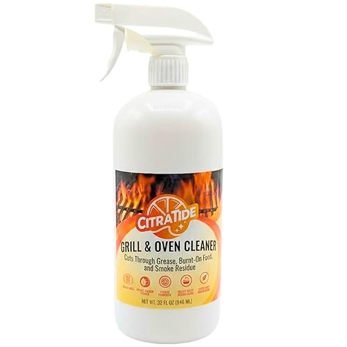 CITRATIDE Grill & Oven Cleaner Spray - Heavy Duty Plant-Based Citrus Degreaser Cleans and Degreases BBQ Cooking Grates and Racks, Pellet and Electric