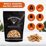 Presto Sales Cashew, "Fresh off the tree" Whole Roasted Salted 16 oz. | Awesome, Great for all ages, Vegan Friendly, Natural Healthy Snack, Delicious