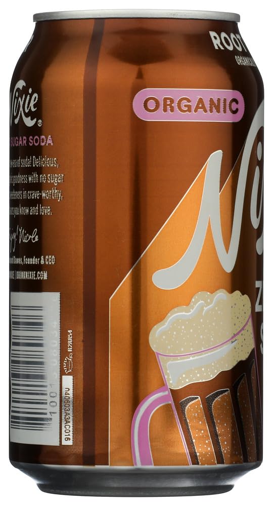 Nixie Organic Zero Sugar Soda, Root Beer, 0 Sugar, 0 Calories, Healthy Soda Pop, Non-GMO, Caffeine Free, 12oz Can (1 Count)