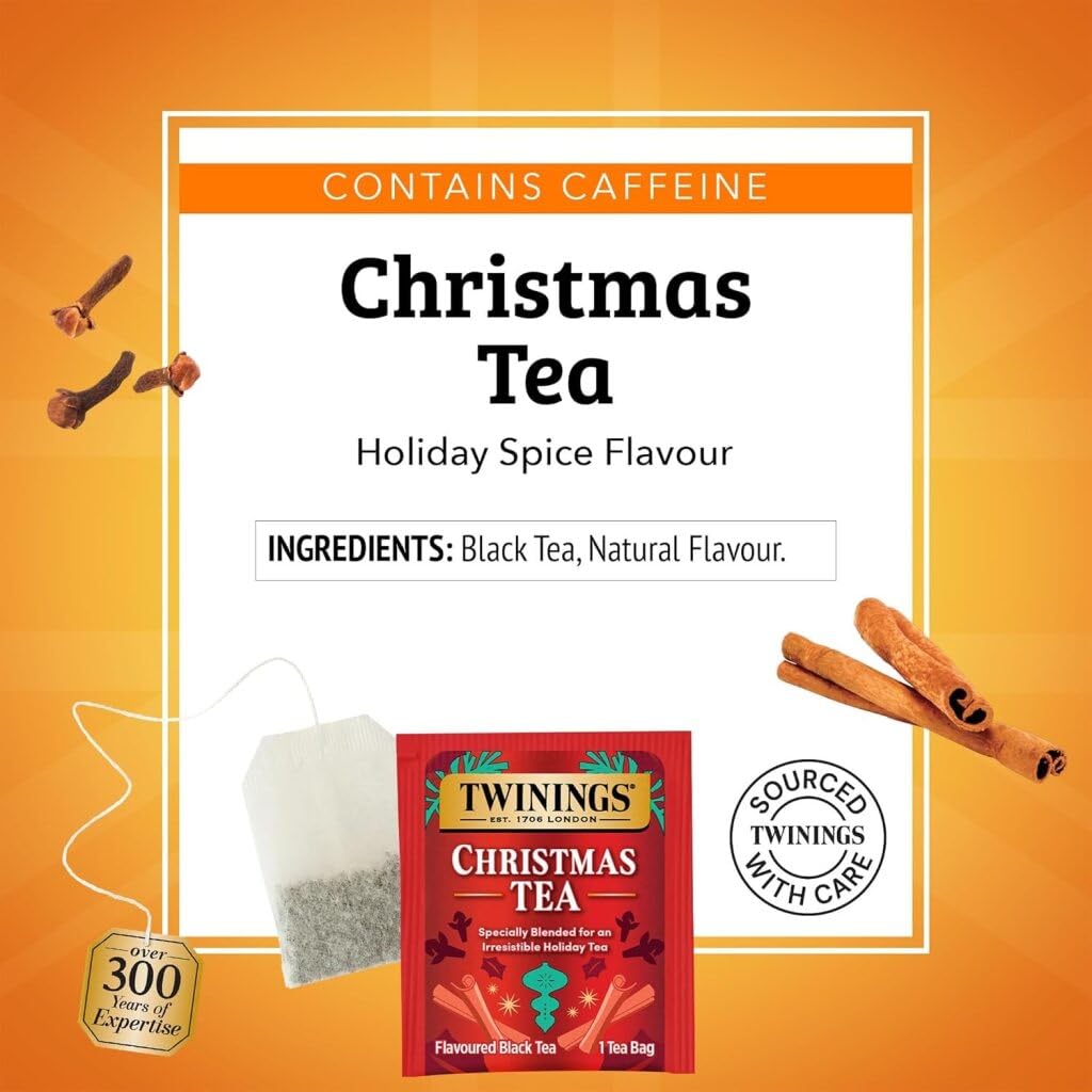 Twinings Christmas Tea - Black Tea Blended with Spicy and Aromatic Clove and Cinnamon, Tea Bags Individually Wrapped, 20 Count Ea (Pack of 2)