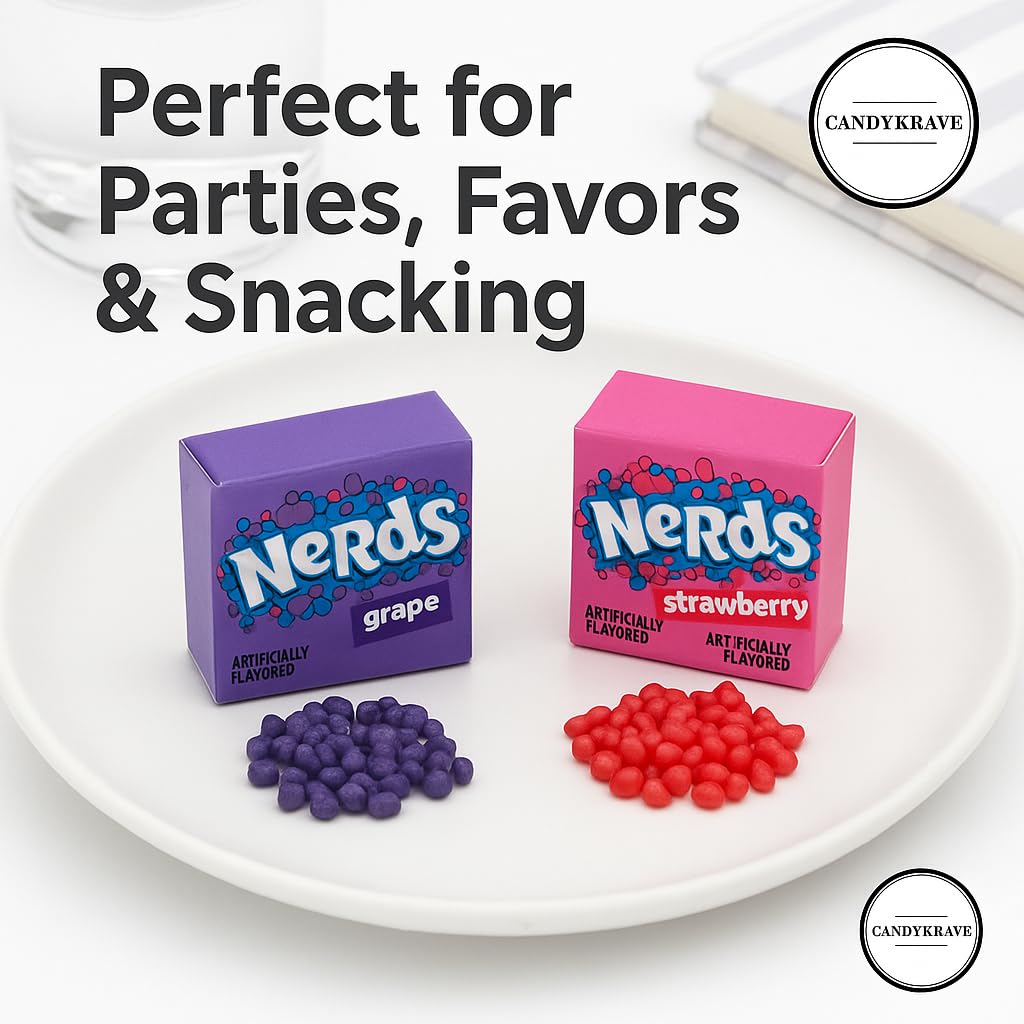 Wonka Nerds Gummy Clusters - Grape & Strawberry - 1 lbs Individually Mini Candy Boxes - Valentines & Easter Treat Pack - Classic & Delicious Gummy