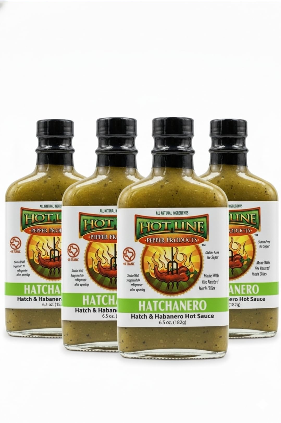 HOT LINE PEPPER PRODUCTS Gourmet Hot Sauces (Hatchanero, 4 pack)