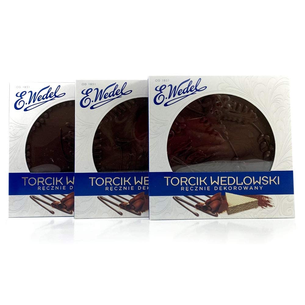 Torcik Wedlowski, Polish Wafer Cake with Dark Chocolate by Wedel (Pack of 3)