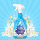 Astonish Daily Shower Shine White Lilies Cleaning Spray - No Scrub After Shower Spray Foam Prevents Watermarks & Limescale Buildup - Vegan