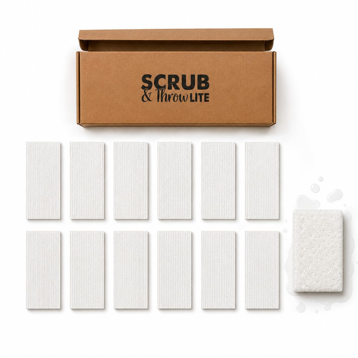 Scrub & Throw Cellulose Sponges, Natural, Plastic-Free, Non-Scratch, for Kitchen, Dishes, Pots and Cleaning, Plant-Based, Plastic-Free, Eco-Friendly