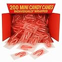 Mini Candy Canes (200 Count -Mini Candy Canes) Individual wrapped candies) Bulk Christmas Candy | Red & White Stripes | Santa Parade, ThanksGiving