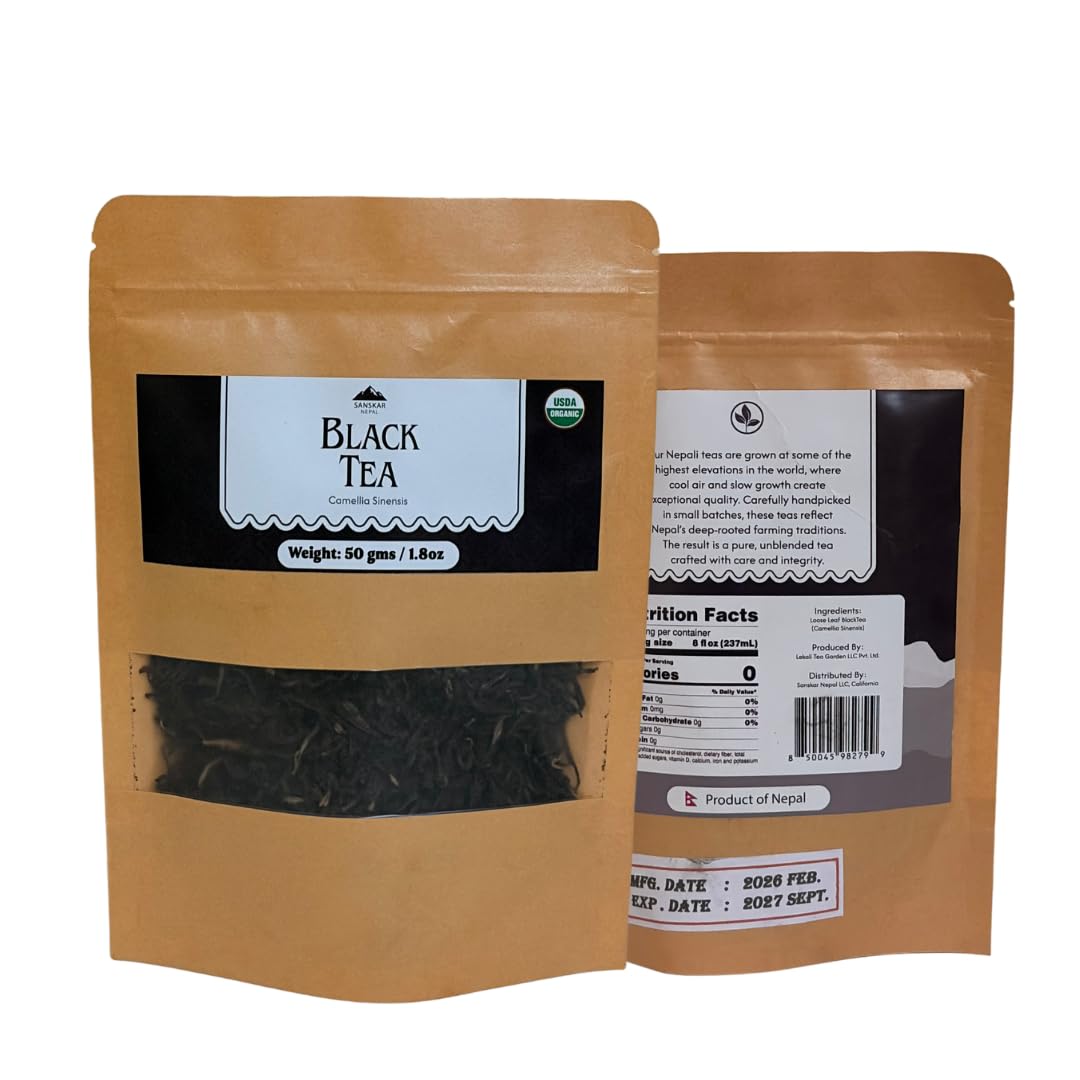 Sanskar Nepal - Black Tea, Single-Origin Black Tea from Nepal, High-Altitude-Grown Loose Leaf Tea, 50 g/1.7 oz Bag Yields 25 Cups