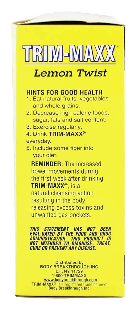 Body Breakthrough Diet Trim-Maxx Tea Lemon, 60 Count