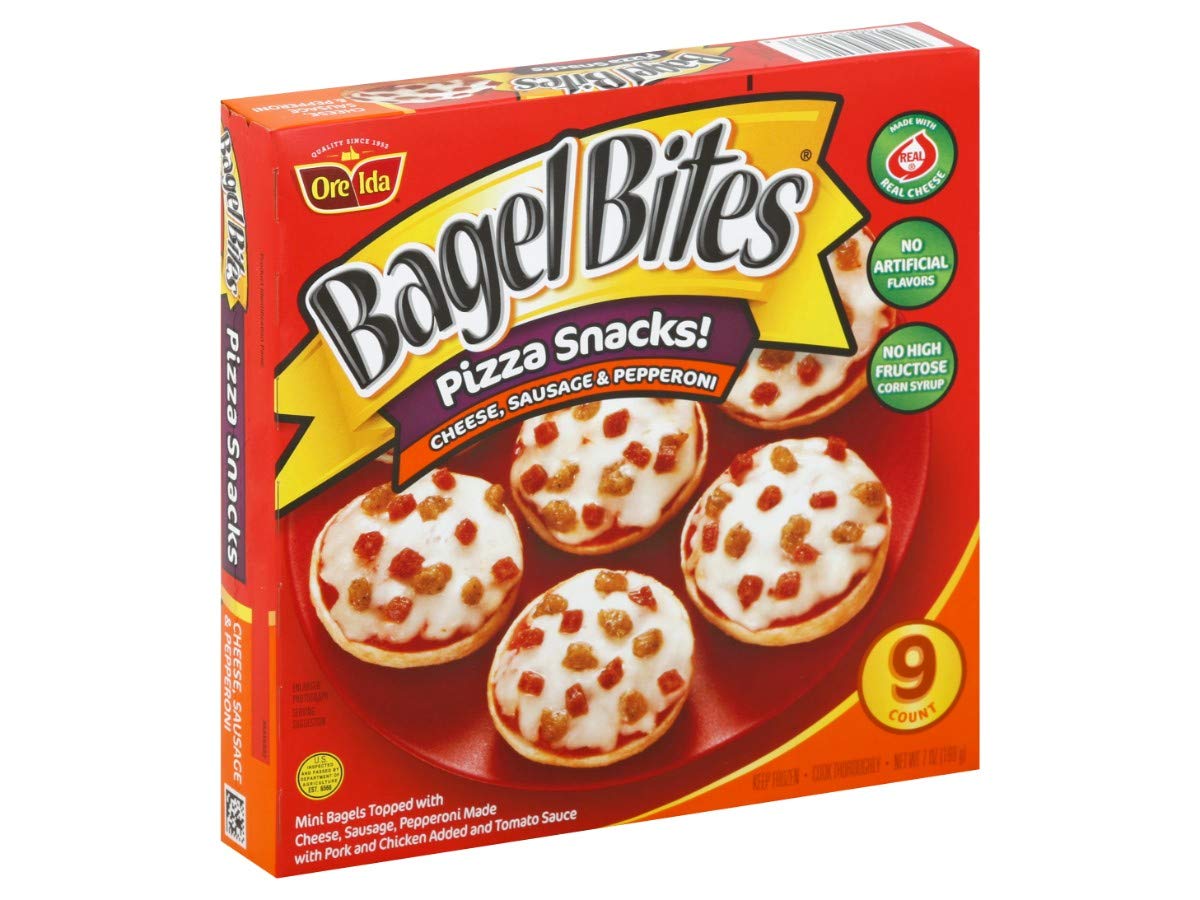Heinz Cheese, Sausage and Pepperoni Mini Bagel Bite - Appetizer, 7 Ounce -- 72 per case.