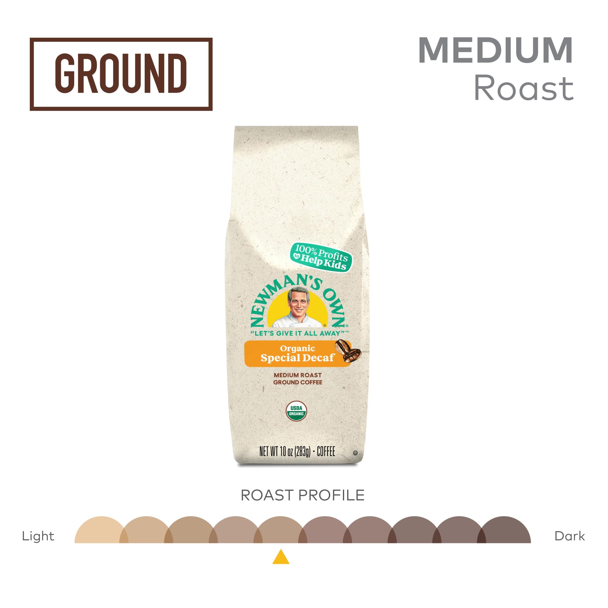 Newman's Own Organic Special Decaf Ground Coffee, 10-Ounce Bag (Pack of 6)