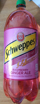 Schweppes Ginger Ale Raspberry 2 Liter Bottle Naturally Flavored One Bottle