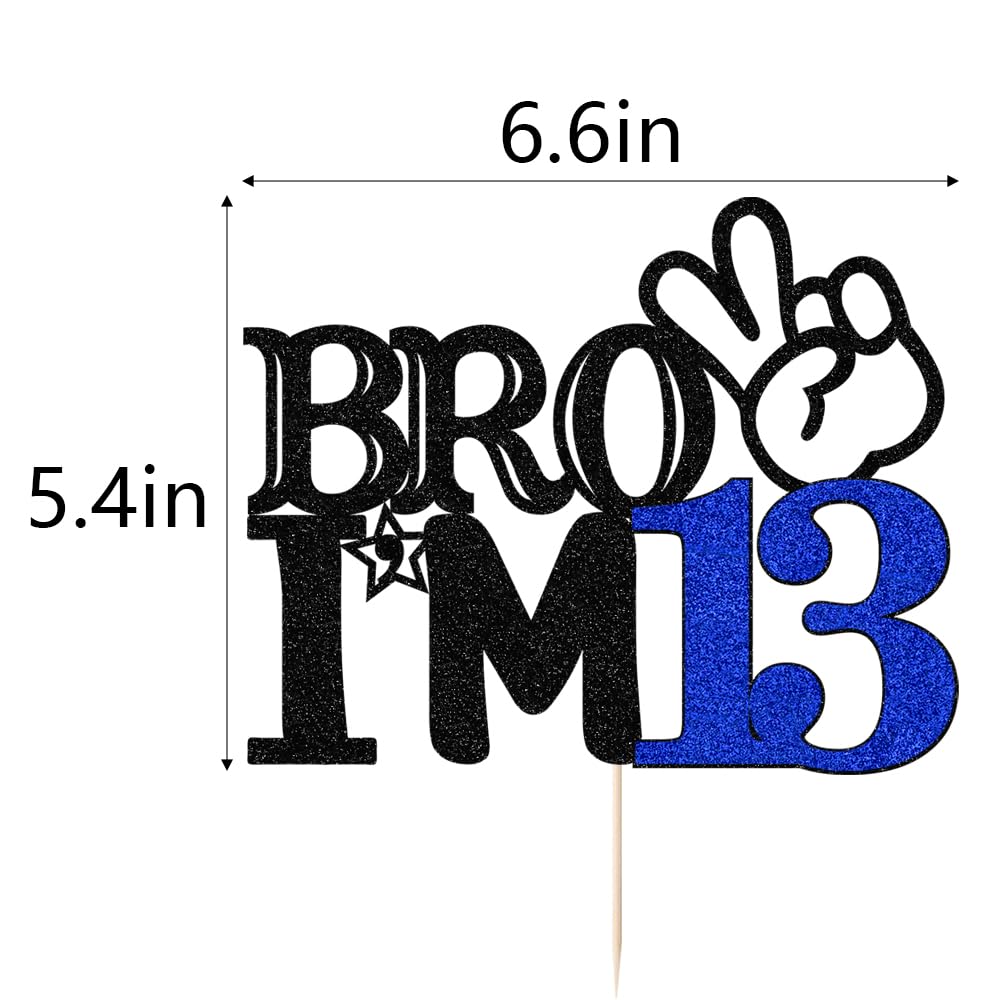 Bro I'm 13 Cake Topper- 13th Birthday Cake Picks, Officially Teenager Cake Topper, Boy 13th Birthday Cake Decorations - 13 Years Old - Big Brother