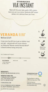 Starbucks VIA Instant Coffee, Veranda Blend, 8 CT