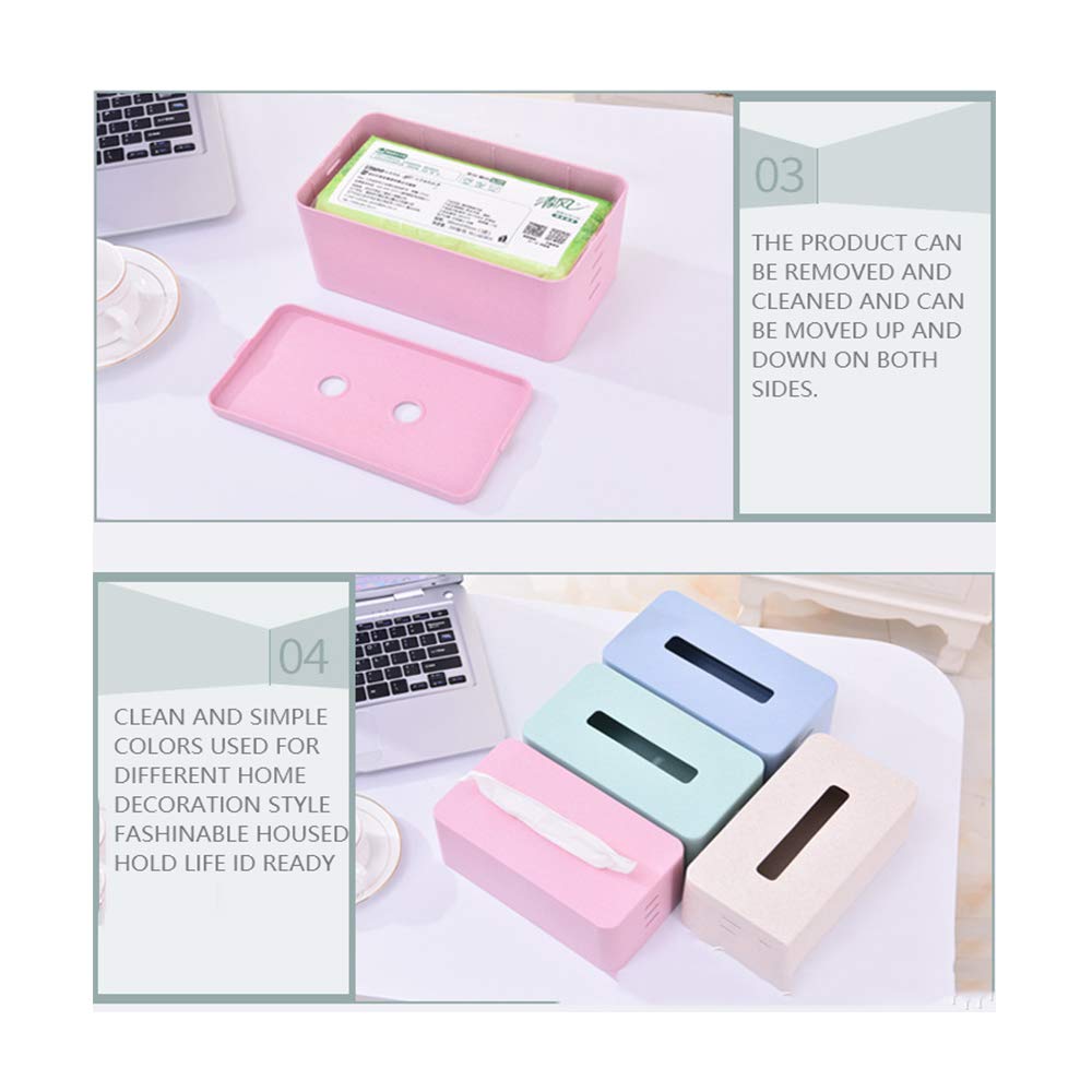 SUNGFINE Plastic Paper Facial Tissue Rectangular Facial Tissue Dispenser Box Holder with Bottom, Bathroom Vanity Countertops Desks Office (Blue