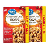 Great Value Chocolate Chip Chewy Granola Bars, Family Size, Made with Real Chocolate Chips, 0.84 oz Bars, 48 Count, Pack of 2, 96 Bars Total
