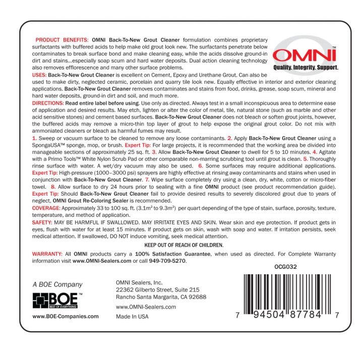 Omni Back-to-New Grout Cleaner 32 oz Spray