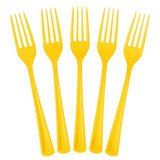 Exquisite Yellow Plastic Forks 50 Pieces Yellow Forks Disposable Utensils Heavy Duty Plastic Cutlery Set Disposable Cutlery Sets Flatware Sets