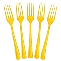 Exquisite Yellow Plastic Forks 50 Pieces Yellow Forks Disposable Utensils Heavy Duty Plastic Cutlery Set Disposable Cutlery Sets Flatware Sets