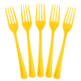 Exquisite Yellow Plastic Forks 50 Pieces Yellow Forks Disposable Utensils Heavy Duty Plastic Cutlery Set Disposable Cutlery Sets Flatware Sets