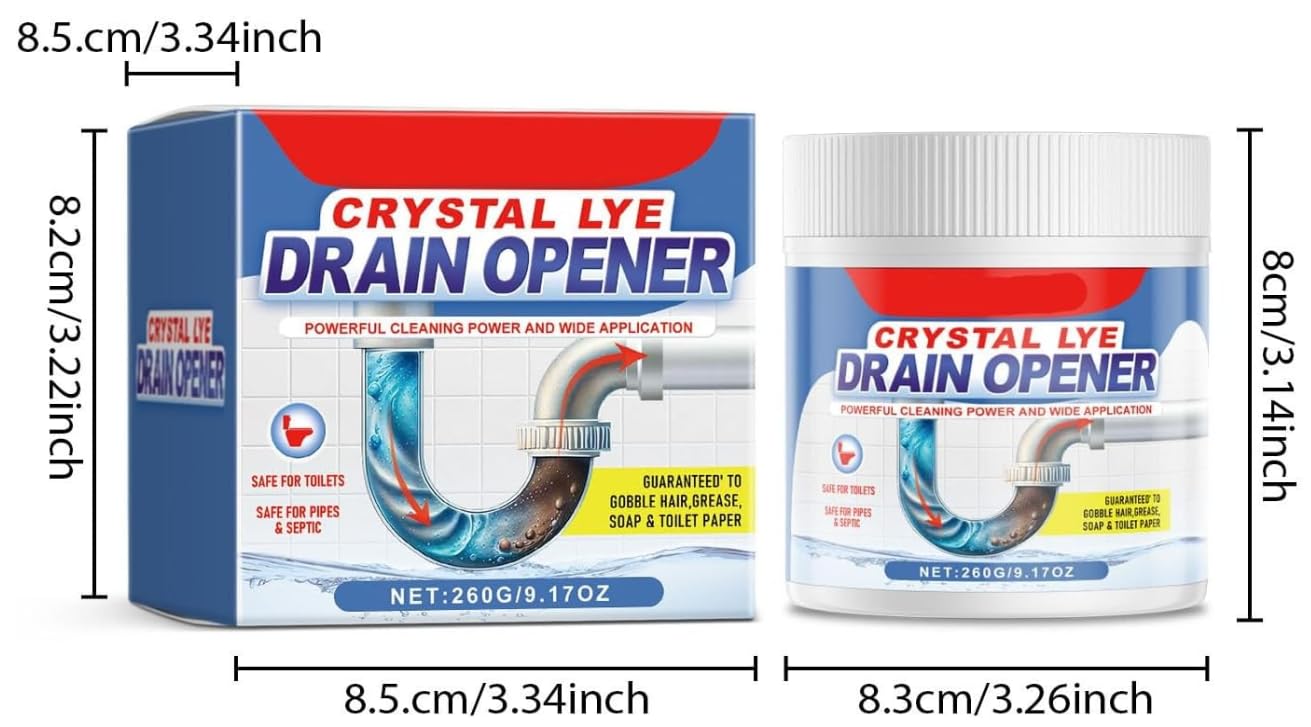 Crystal Lye Drain Opener,Powerful Pipe Dredging Agent, Sink & Drain Cleaner Powder, Toilet Cleaner Foam PowderAll-Purpose Drain Unblocker for Kitchen