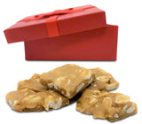 Gourmet Peanut Brittle Red Gift Box - by Its Delish | Handmade Old-Fashioned Style | Beautiful & Delicious Square Pieces 16 Oz Peanuts Brittle |