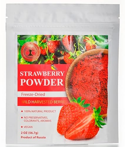 Wild Harvested Strawberry Freeze-Dried Powder - 2 Oz - Natural Strawberry Powder, No added sugar, No GMOs