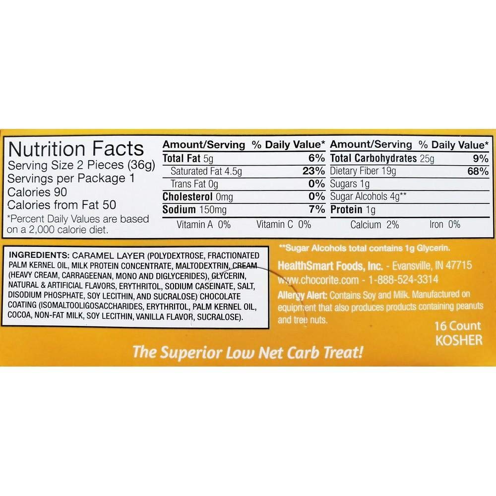 ChocoRite - Diet Chocolate Covered Caramels - 16/Box - High Fiber - Low Calorie - No Sugar Added