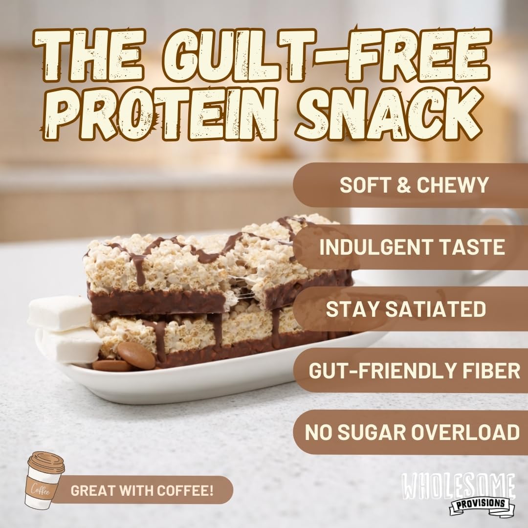 Protein Crispy Rice Treats, 15g Protein, 3g-7g Net Carbs, Low Carb, Fluffy, Soft, Chewy, Gluten Free, High Fiber, Keto-Friendly, No Aftertaste