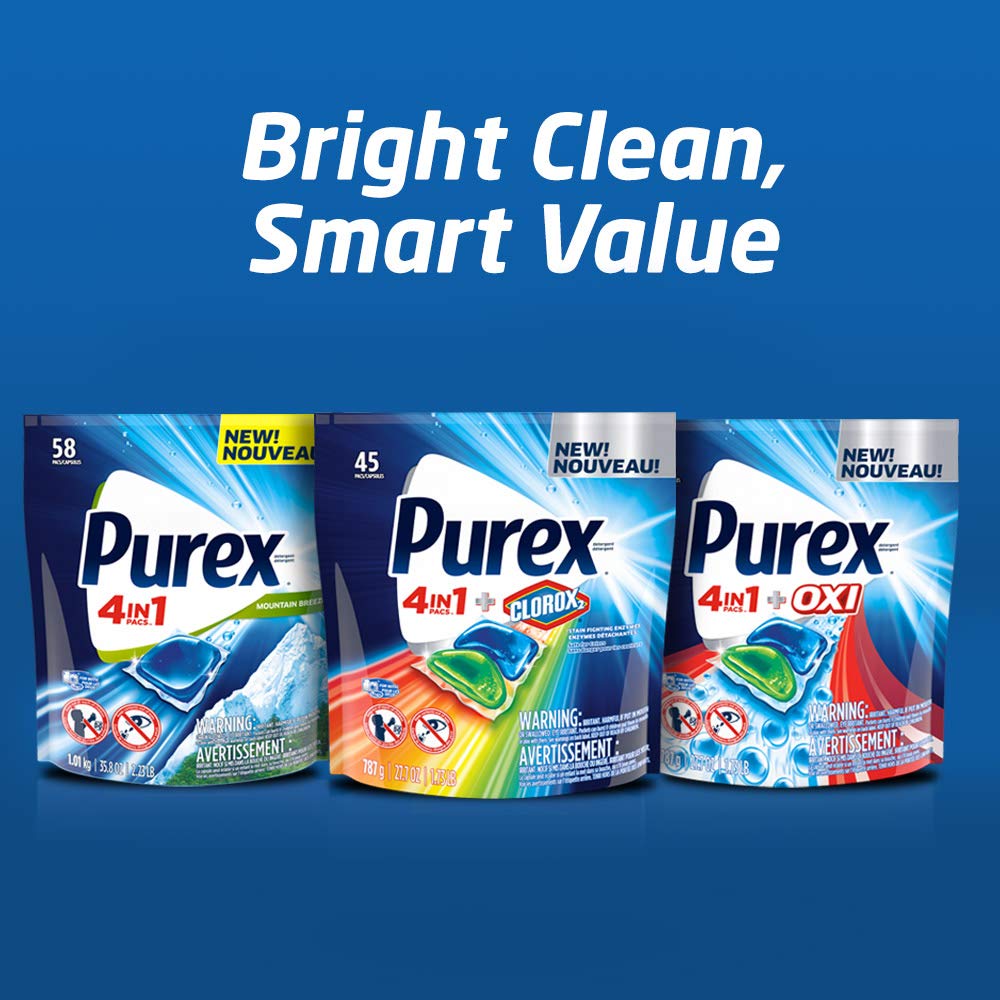 Purex 4-in-1 Laundry Detergent Pacs, Mountain Breeze, 29 Count (Pack of 6), 174 Total Loads