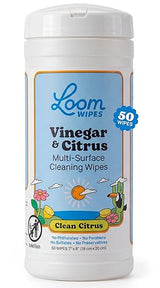 Loom Wipes All Purpose Natural Cleaning Wipes - Vinegar & Citrus Powered Multi Surface Cleaner - 50 Count