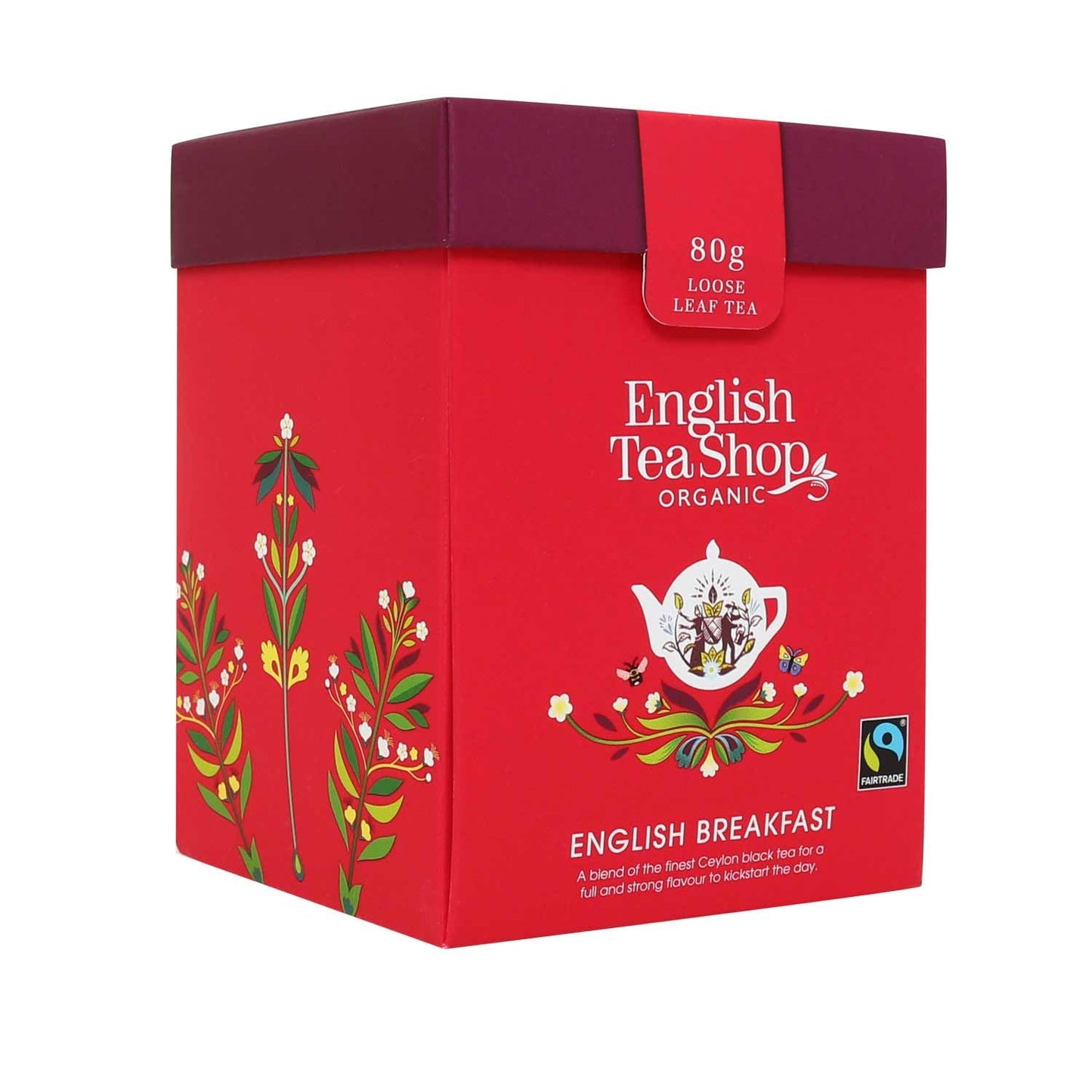 English Tea Shop Organic Fairtrade English Breakfast - 80g Whole Leaf Tea Pack, 80g
