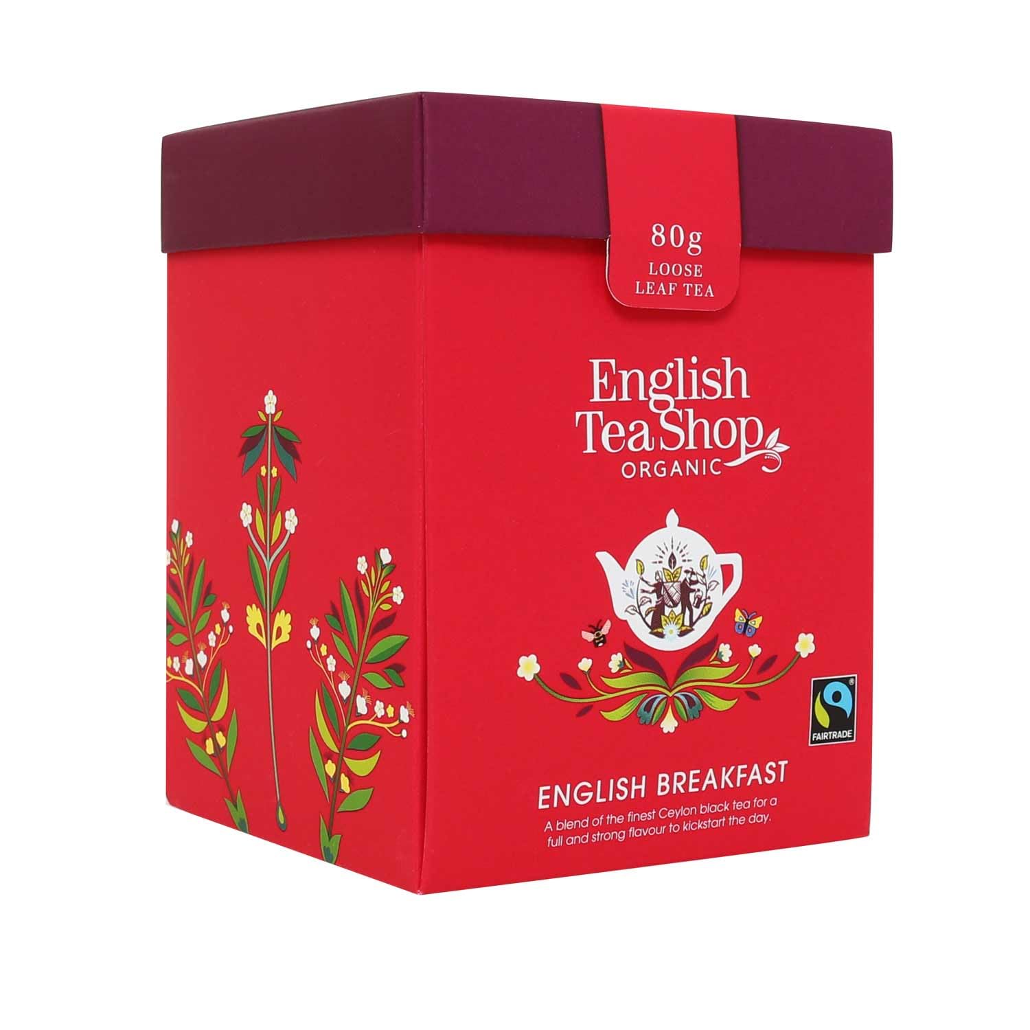 English Tea Shop Organic Fairtrade English Breakfast - 80g Whole Leaf Tea Pack, 80g