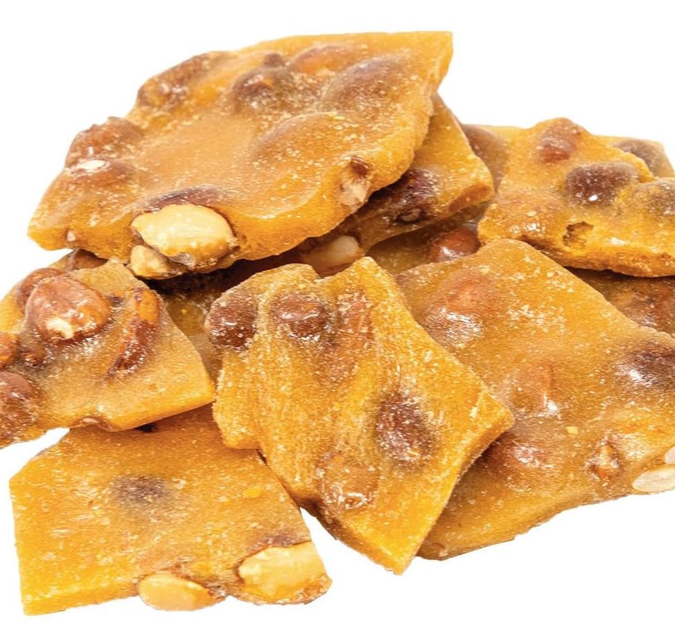 Peanut Brittle - 1 lb Fresh Crunchy Candy Made with Roasted Peanuts and Caramelized Sugar for Gifts, Parties, Dessert Tables, Offices, and Snack Bowls