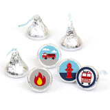 Fired Up Firefighter Truck Party Favors - Round Candy Stickers - 108pc