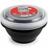 Plastic House Black Plastic Salad Bowls with Lids - 38 oz | Pack of 4