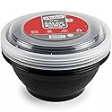 Plastic House Black Plastic Salad Bowls with Lids - 38 oz | Pack of 4