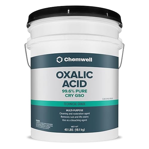 Chemwell Oxalic Acid (40 lbs) - 99.6% Pure Industrial Grade Rust Remover & Wood Bleach | Powerful Cleaner for Metal, Stone, and Concrete | Resealable