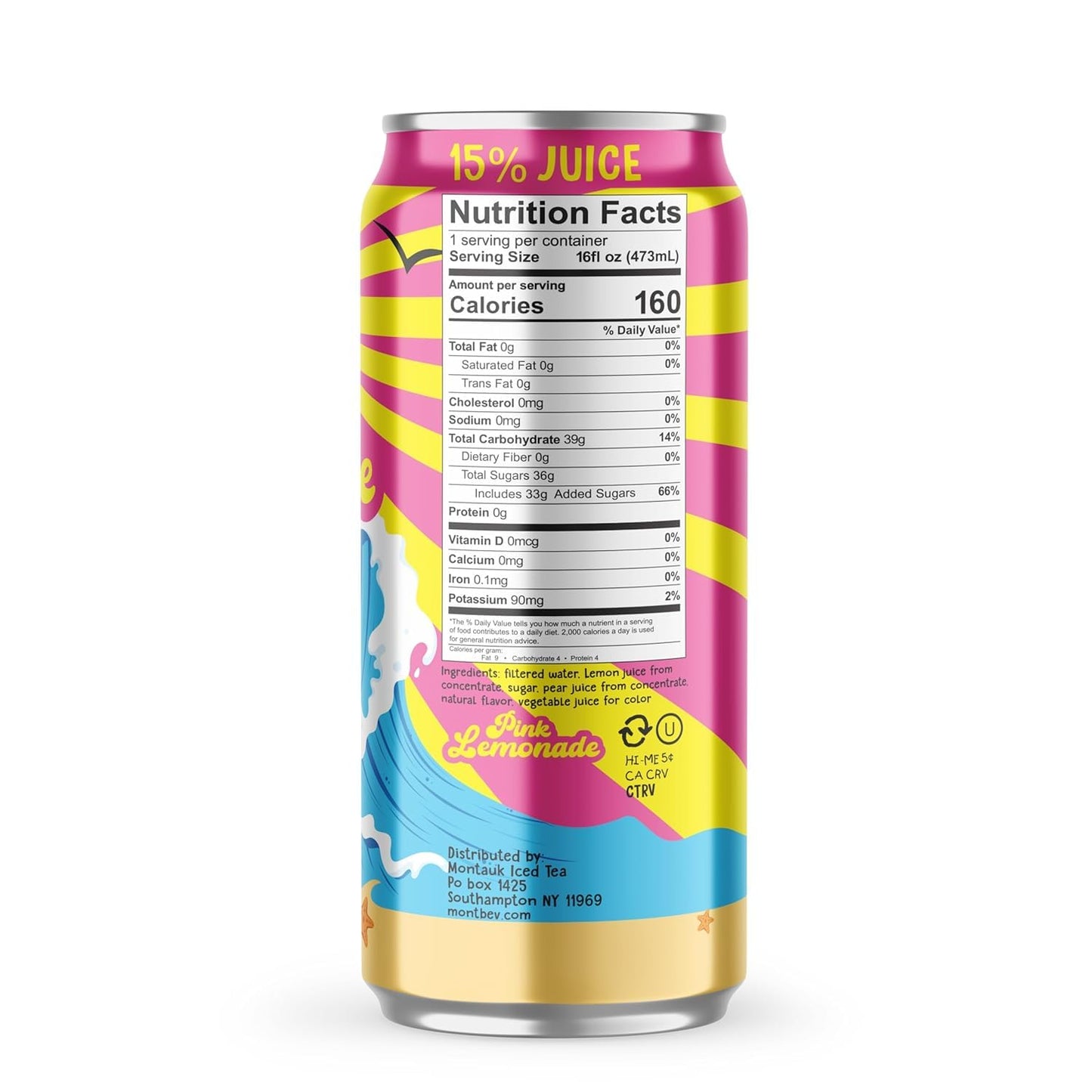 Montauk Premium Lemonade, Ready-to-Drink, 16 fl oz Cans (Pack of 12, Pink Lemonade)