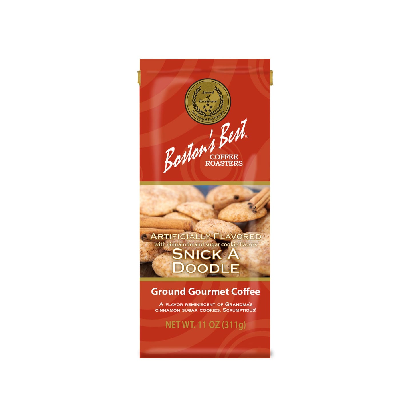 Boston’s Best Coffee - Snick A Doodle Flavored Delicious Gourmet Premium Ground Coffee, 11 oz. / 311 g Coffee Bag