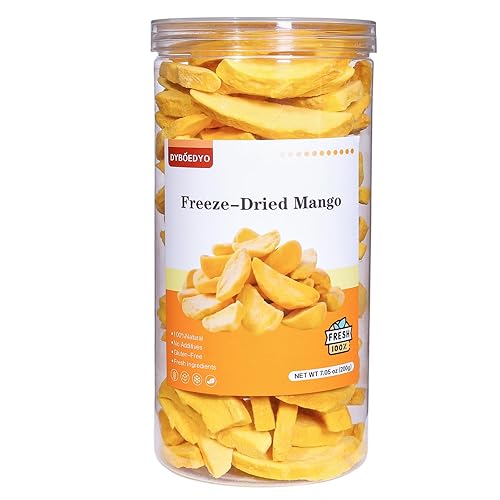 Freeze Dried Mangoe Chunks No Sugar Added 7.05OZ,Freeze Dried Fruit, Dried Mangoes, Fruit Snacks, Ideal for Infusing Drinks, Baked Goods,Travel