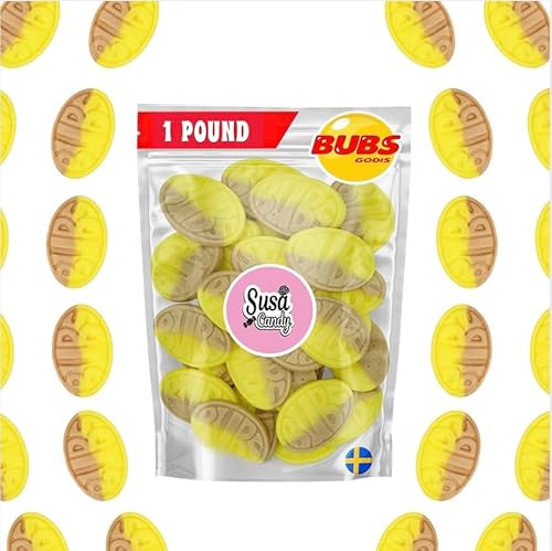 Banana Sweet Ovals - 1 LB Soft & Chewy Swedish Candy | Banana Toffee Caramel Flavor | Vegan, Gluten?Free & Gelatin?Free Foam Gummies | Imported from