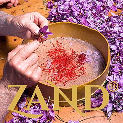 Zand Saffron Threads 2g - Premium Organic Pure Saffron Spice for Cooking Basmati Rice, and More - in Decorative Airtight Tin with Window Lid