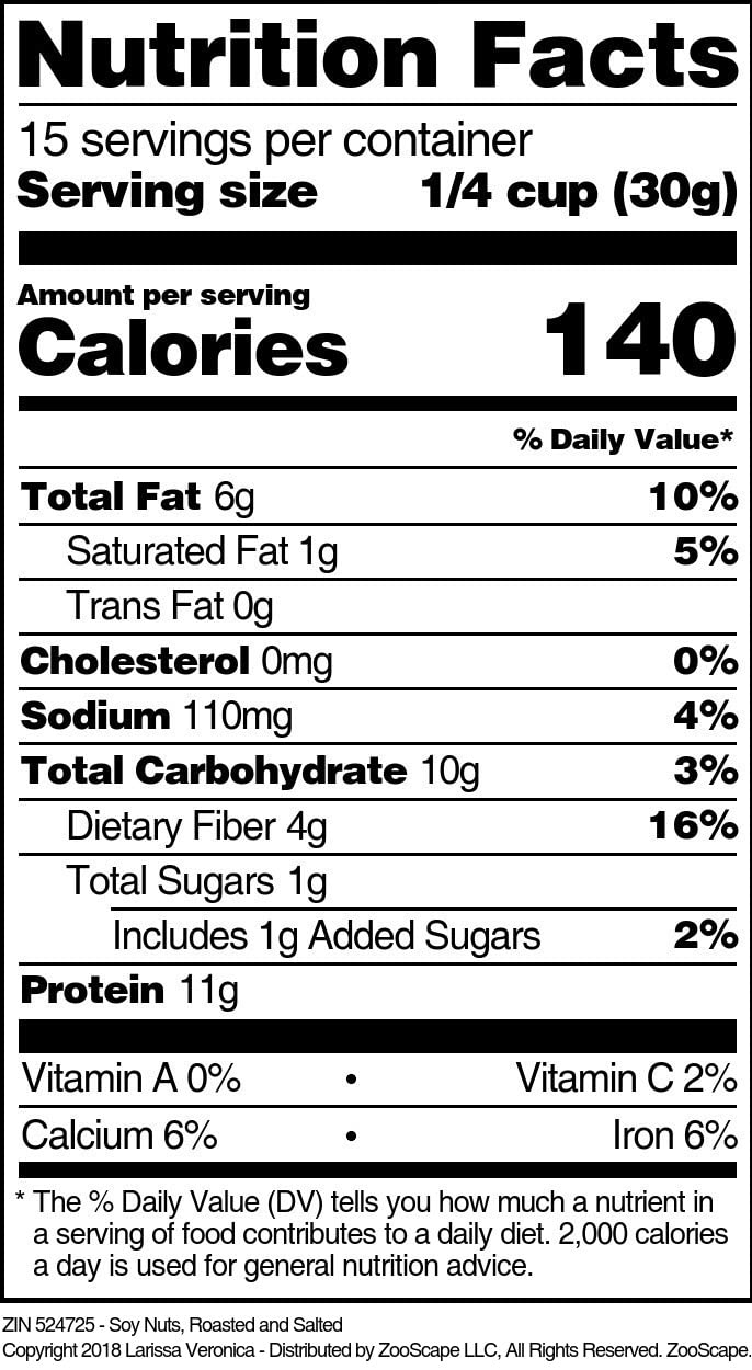 Soy Nuts, Roasted and Salted (16 oz, ZIN: 524725)