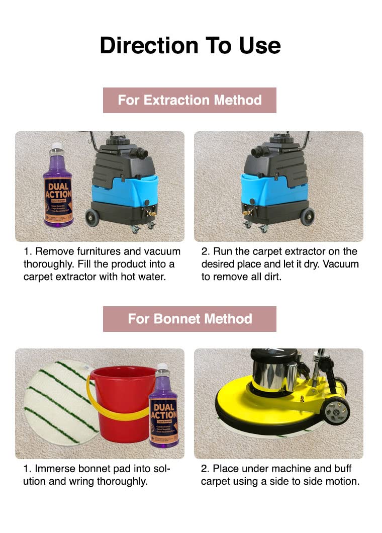 JANILINK Dual Action Carpet & Bonnet Shampoo, Deodorizing, Carpet Extraction, 1 Gal (Pack of 2)