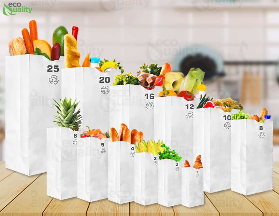 Paper Lunch Bags 16 Lb White Paper Bags 16LB Capacity - Kraft White Paper Bags, Bakery Bags, Candy Bags, Lunch Bags, Grocery Bags, Craft Bags - #16
