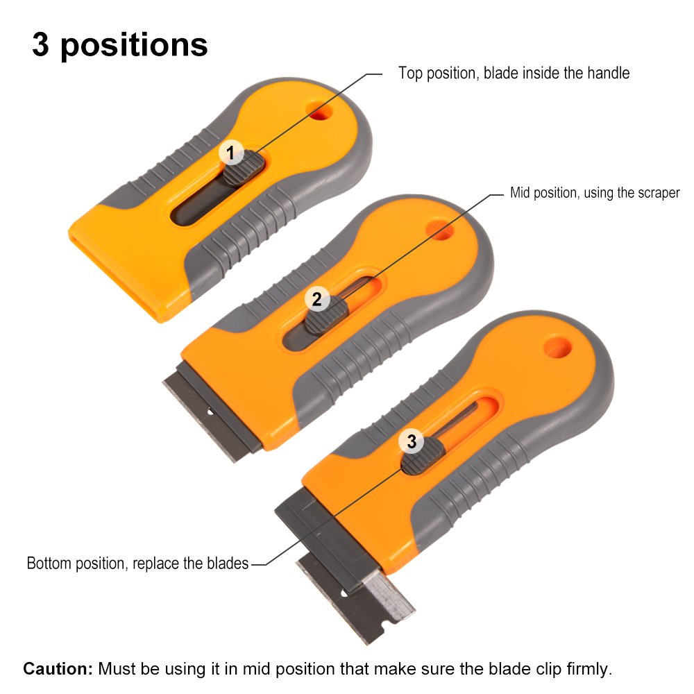 EHDIS Car Sticker Remover Glass Cooktop Razor Scraper with 10pcs Replace Blades for Label,Glue,Paint,Adhesive Remover,Oven Door, Stove Cleaning-Yellow